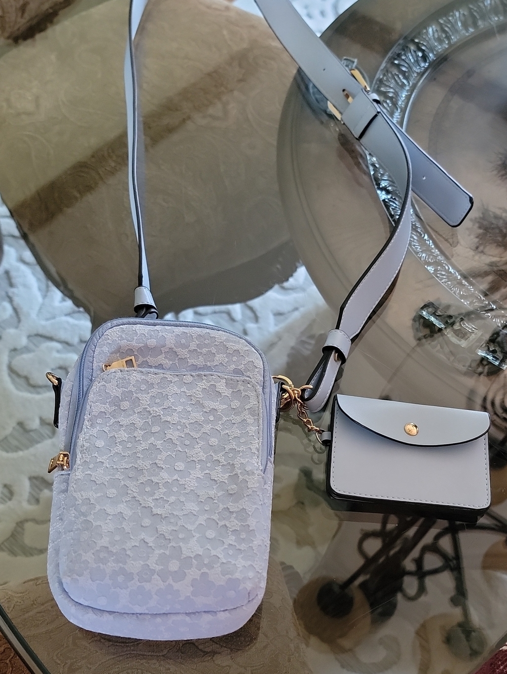 Light Lavender Crossbody Bag with Coin Pouch